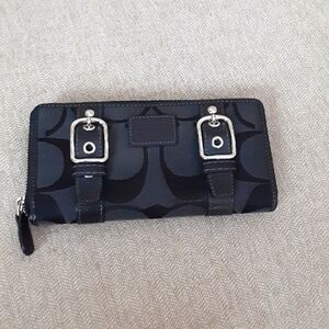Coach black Signature canvas And Leather Wallet